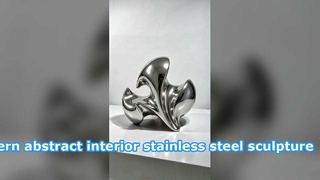 Escultura abstrata de metal com design personalizável com acabamento espelhado polido