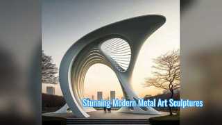 Escultura abstrata moderna de metal para decoração arquitetônica