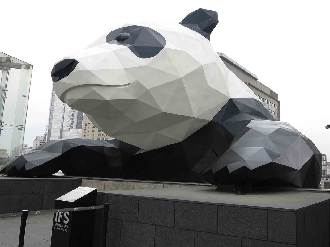 Verniz de aço inoxidável do cozimento esculturas exteriores da arte do jardim da panda das grandes