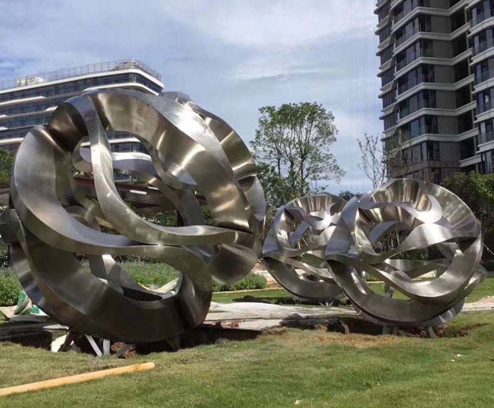 Decoração de aço inoxidável exterior da plaza das esculturas abstratas do jardim do metal grande