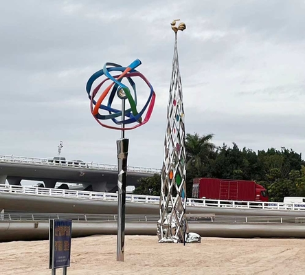 Grande escultura exterior de aço inoxidável contemporânea uma altura de 10,0 medidores