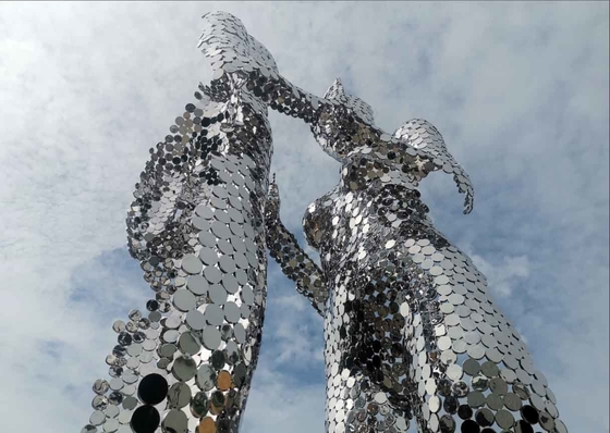 Grande escultura de aço inoxidável abstrata exterior para a decoração pública