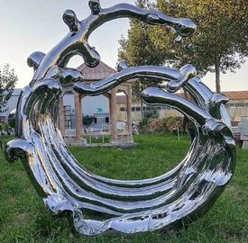 Escultura exterior moderna de superfície do metal do espelho de aço inoxidável para a decoração pública